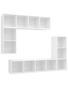 Set di Mobili Porta TV 4 pz Bianco in Legno Multistrato