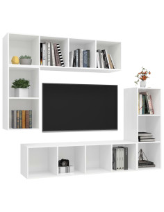 Set di Mobili Porta TV 4 pz Bianco in Legno Multistrato 2