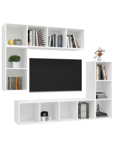 Set di Mobili Porta TV 4 pz Bianco in Legno Multistrato