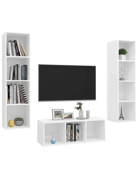 Set Mobile TV 3 pz Bianco in Truciolato
