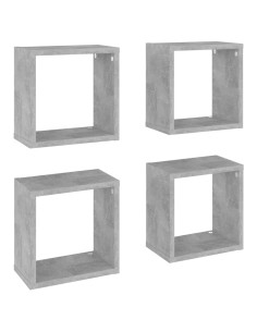 Mensole Parete a Cubo 4 pz Grigio Cemento 26x15x26 cm