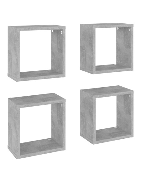 Mensole Parete a Cubo 4 pz Grigio Cemento 26x15x26 cm