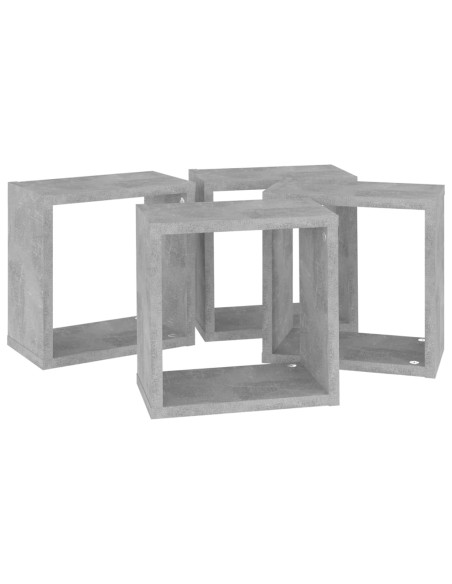Mensole Parete a Cubo 4 pz Grigio Cemento 26x15x26 cm