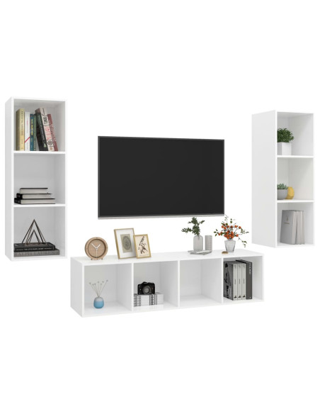 Set Mobile TV 3 pz Bianco in Truciolato