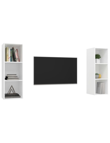 Mobile TV a Parete 2 pz Bianco in Truciolato