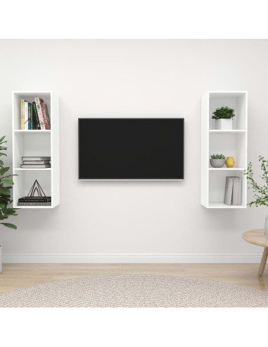 Mobile TV a Parete 2 pz Bianco in Truciolato