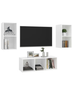 Set Mobile TV 3 pz Bianco in Truciolato 2