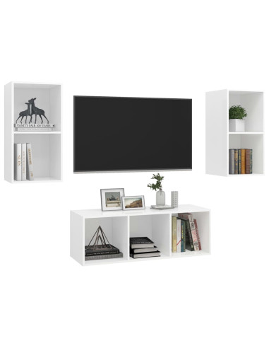 Set Mobile TV 3 pz Bianco in Truciolato