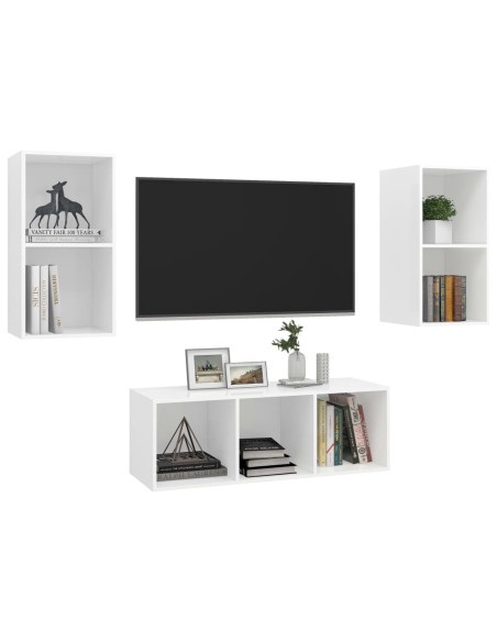 Set Mobile TV 3 pz Bianco in Truciolato