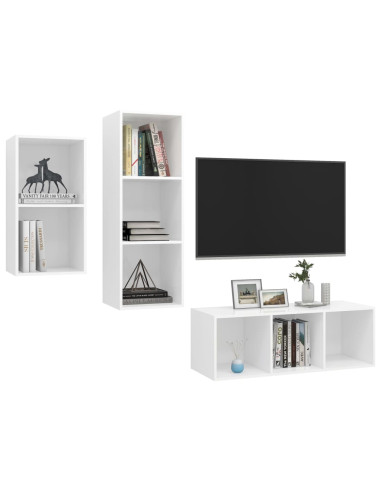 Set Mobile TV 3 pz Bianco in Truciolato