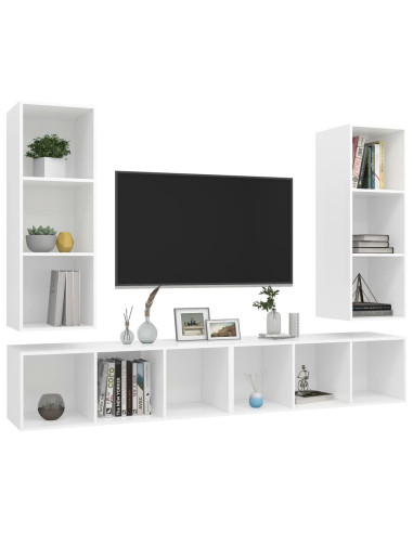 Mobile TV a Parete 4 pz Bianco in Truciolato