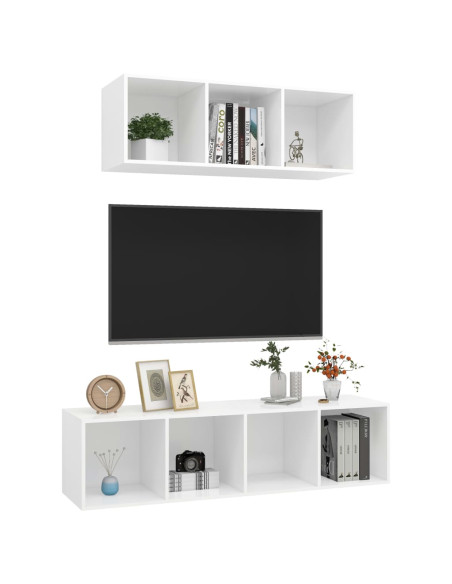Set Mobile TV 2 pz Bianco in Truciolato
