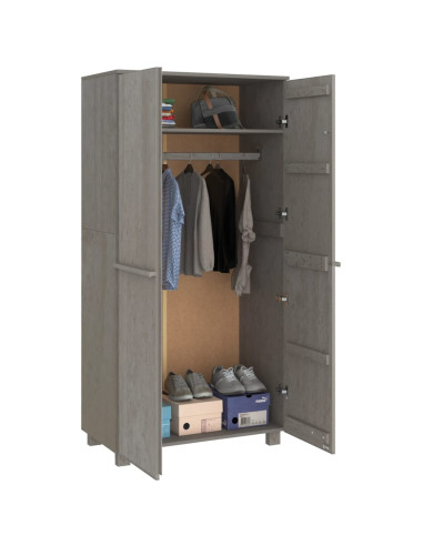 Armadio HAMAR Grigio Chiaro 89x50x180 cm Legno Massello di Pino