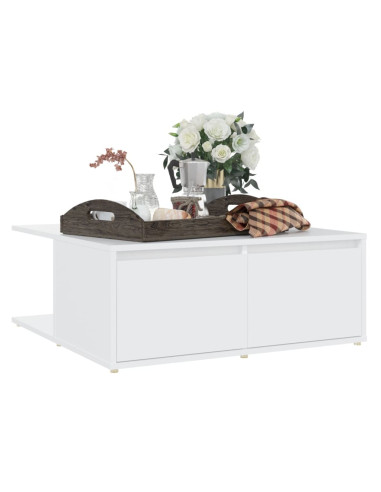 Tavolino da Salotto Bianco 80x80x31 cm in Legno Multistrato