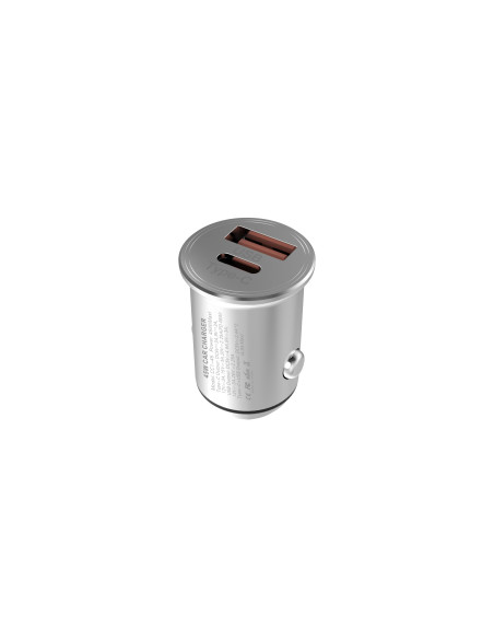 CARICATORE DA AUTO PER SMARTPHONE ONYX CC1-45 2 PORTE 45W ARGENTO