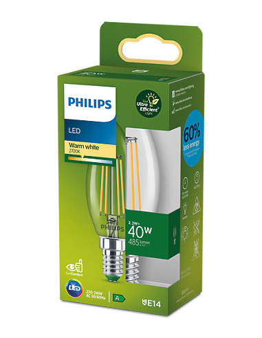 Philips 929003800701 Lampadina a risparmio energetico Bianco caldo 2700 K 2,3 W E14