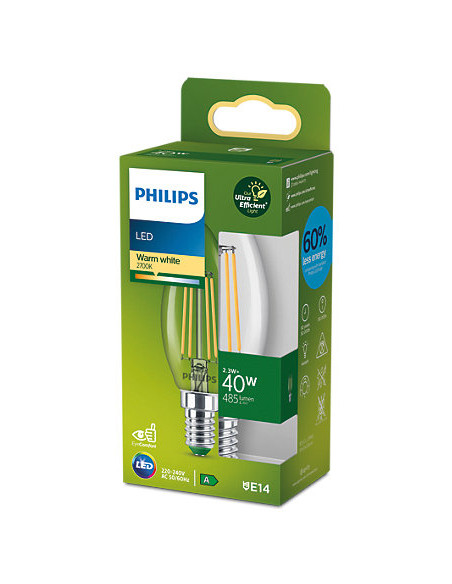 Philips 929003800701 Lampadina a risparmio energetico Bianco caldo 2700 K 2,3 W E14