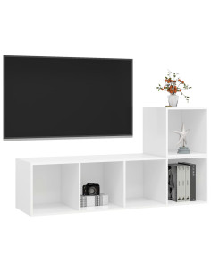 Set Mobile TV 2 pz Bianco in Truciolato 2