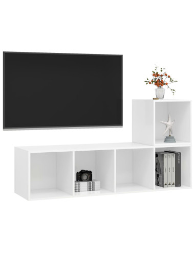 Set Mobile TV 2 pz Bianco in Truciolato