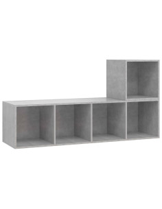 Set Porta TV 2 pz Grigio Cemento in Truciolato