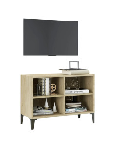 Mobile TV con Gambe in Metallo Rovere Sonoma 69,5x30x50 cm 2