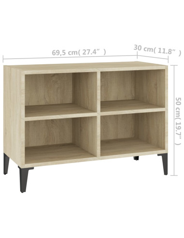 Mobile TV con Gambe in Metallo Rovere Sonoma 69,5x30x50 cm
