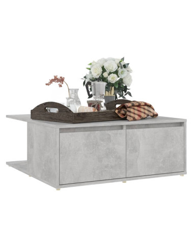 Tavolino da Salotto Grigio Cemento 80x80x31cm Legno Multistrato