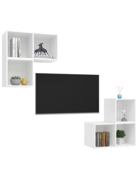 Set Mobile TV 4 pz Bianco in Truciolato