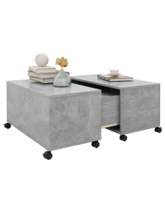 Tavolino da Salotto Grigio Cemento 75x75x38cm Legno Multistrato 2