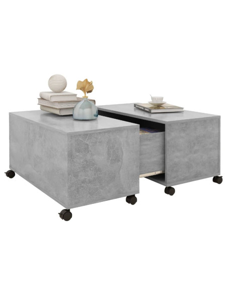 Tavolino da Salotto Grigio Cemento 75x75x38cm Legno Multistrato