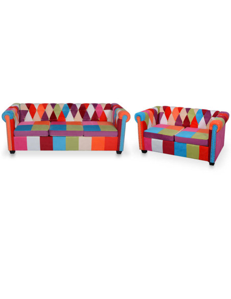 Set Divani Chesterfield 2 pz in Tessuto