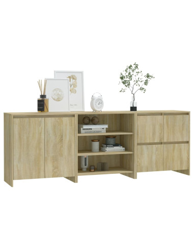 Credenze 3 pz Rovere Sonoma in Legno Multistrato