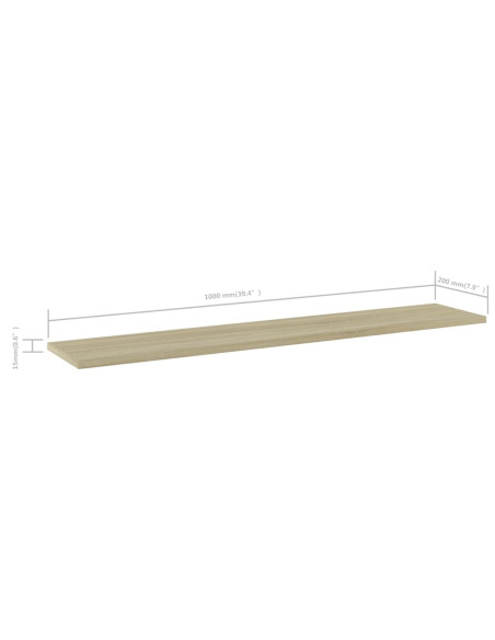 Ripiani per Libreria 4pz Rovere Sonoma 100x20x1,5cm Multistrato