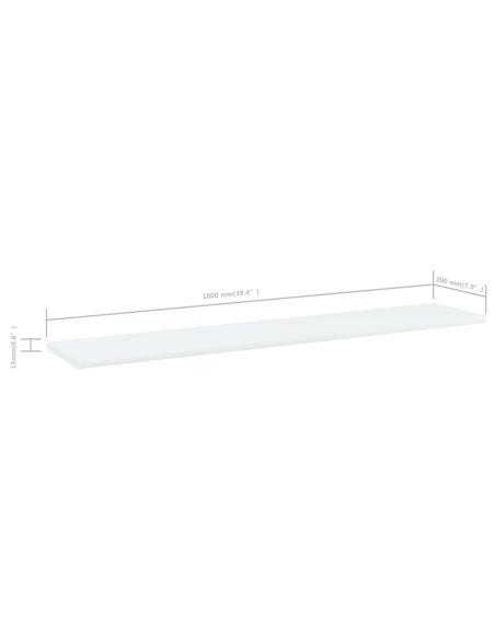 Ripiani per Libreria 4pz Bianchi 100x20x1,5cm Legno Multistrato