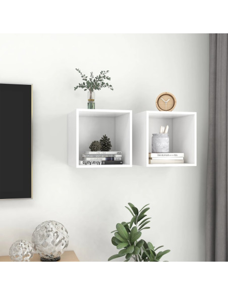 Mobili a Muro 2pz Bianchi 37x37x37 cm in Legno Multistrato