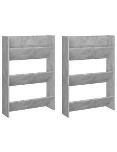 Scarpiere Muro 2pz Grigio Cemento 60x18x90cm Legno Multistrato