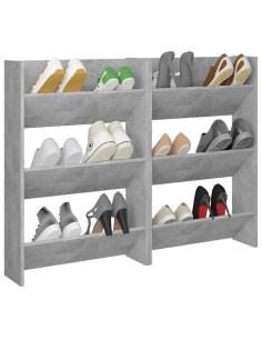 Scarpiere Muro 2pz Grigio Cemento 60x18x90cm Legno Multistrato 2