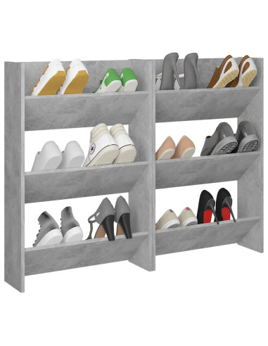 Scarpiere Muro 2pz Grigio Cemento 60x18x90cm Legno Multistrato