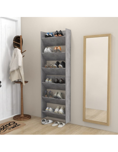 Scarpiere Muro 2pz Grigio Cemento 60x18x90cm Legno Multistrato