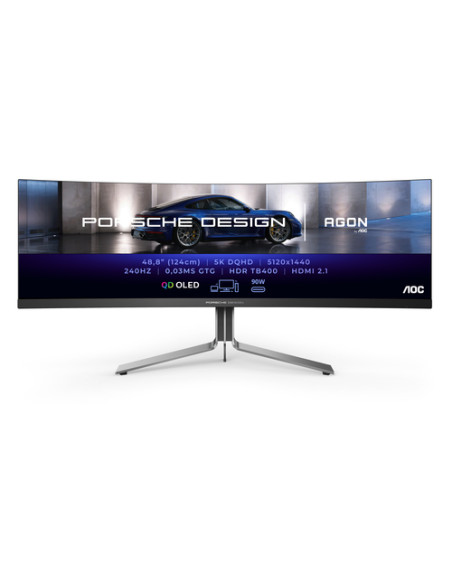 AOC Porsche PD49 LED display 124,5 cm (49") 5120 x 1440 Pixel DQHD QD-OLED Nero
