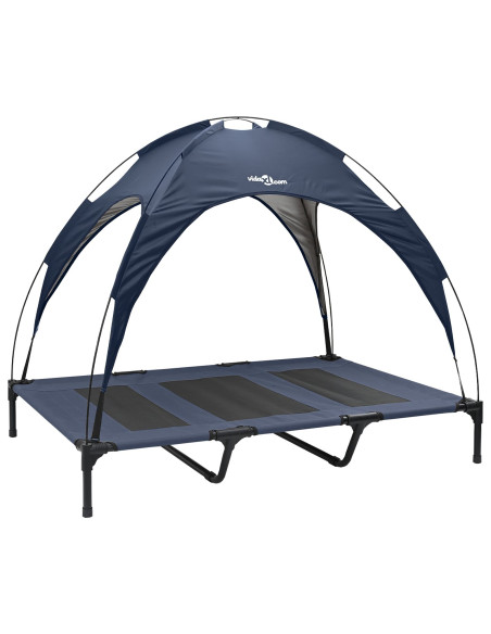 letto rialzato per cani con tettuccio rimovibile blu navy XL in acciaio