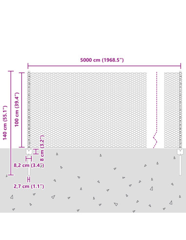Recinzione con Posto Argento 1 x 50 m Acciaio