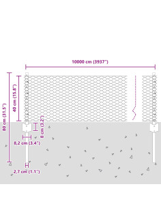 Recinzione con Posto Argento 0,4 x 100 m Acciaio