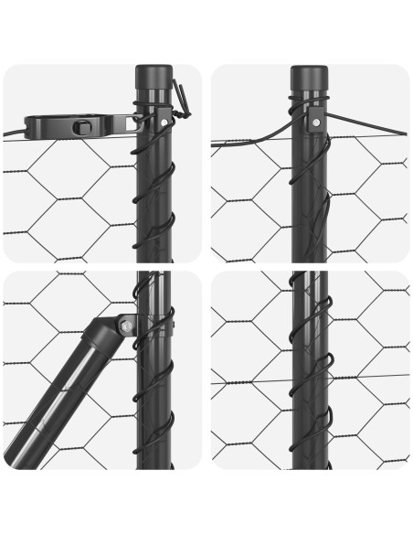 Recinto Esagonale  Grigio 1x100 m Acciaio, Pali della recinzione  con basi 13 pezzi Ø32mm 110cm Acciaio Zincato