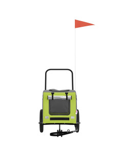 Rimorchio per bicicletta per animali domestici Verde e grigio