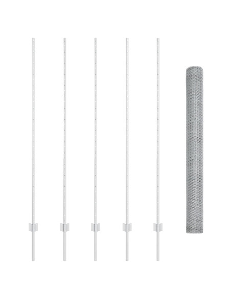 Posti Recinzione 10 pz U-Channel 160 cm Acciaio Galvanizzato,  Recinzione Esagonale 1.6x10 m Acciaio Galvanizzato
