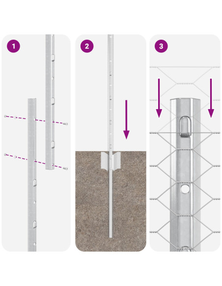 Recinzione con Posto Argento 1 x 50 m Acciaio