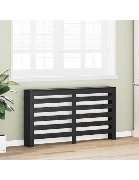 Coprente Radiatore Nero Rovere 149x20x82 cm Legno Ingenerizzato