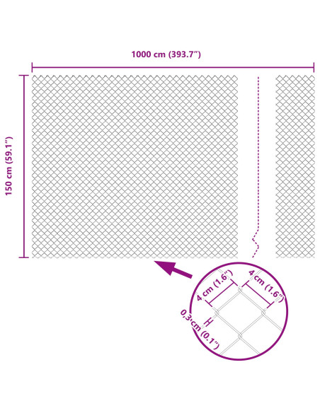 Recinzione a rete metallica Verde 10 x 1,5 m Acciaio