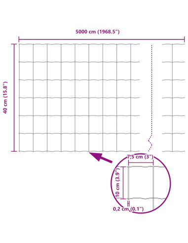 Recinzione Euro Grigio 0,4 x 50 m Ferro rivestito in PVC